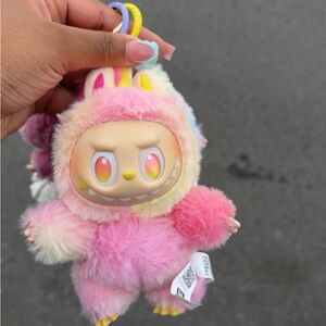 Cute Pink and Yellow Plush Monster Keychain